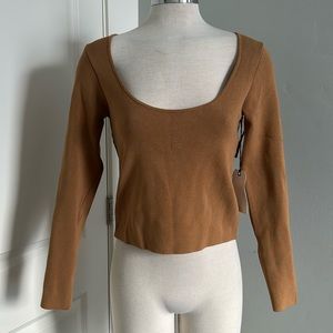 Camel Brown Scoop Neck Sweater Size L